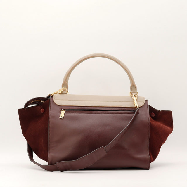 Vue des ailes en daim Céline Trapèze bordeaux occasion authentique — AMANA Vintage