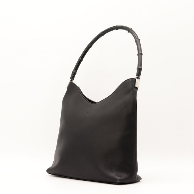 Vue de dos Gucci Hobo Bambou cuir lisse noir occasion authentique — AMANA Vintage
