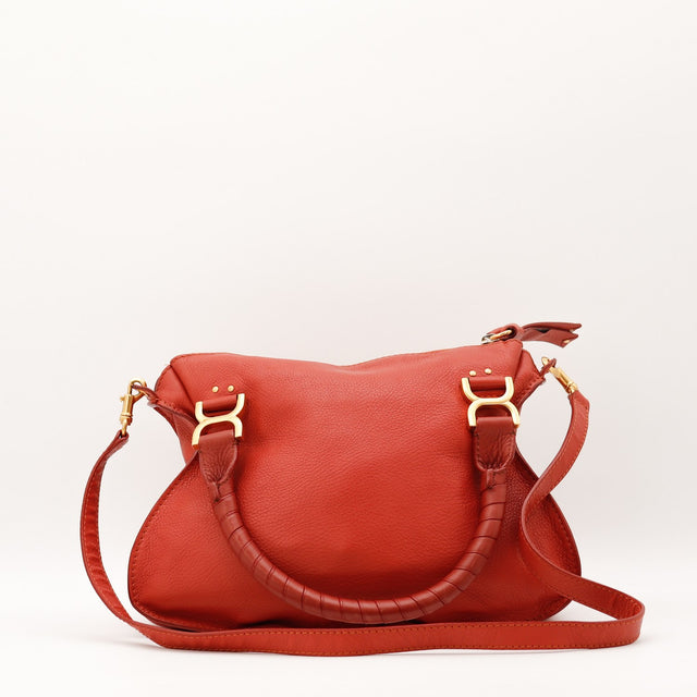Vue de dos Chloé Marcie Small cuir de veau grainé rouge brique occasion authentique — AMANA Vintage