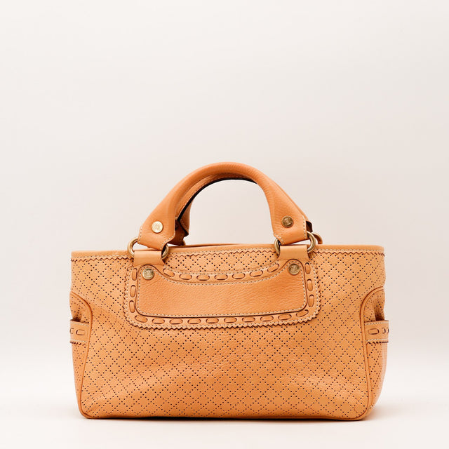 Vue de face Céline Boogie cuir de veau perforé camel occasion authentique — AMANA Vintage