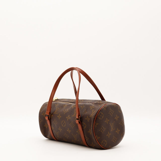 Sac Louis Vuitton Papillon 30 vue trois quarts silhouette cylindrique occasion authentique — AMANA Vintage