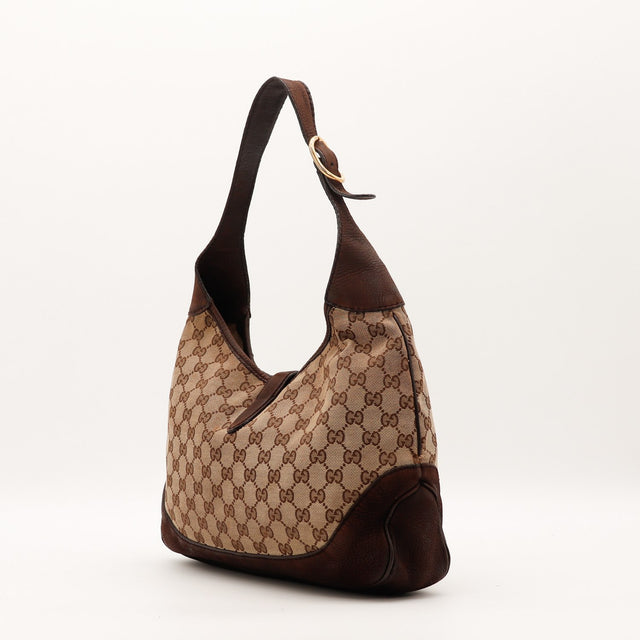 Sac Gucci New Jackie profil et anse cuir marron occasion — AMANA Vintage