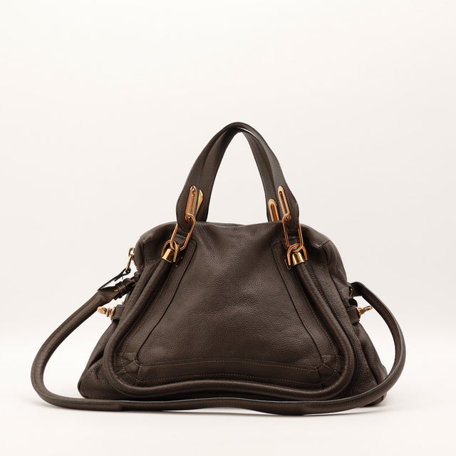 Sac Chloé Paraty cuir grainé marron vue de face occasion authentique — AMANA Vintage