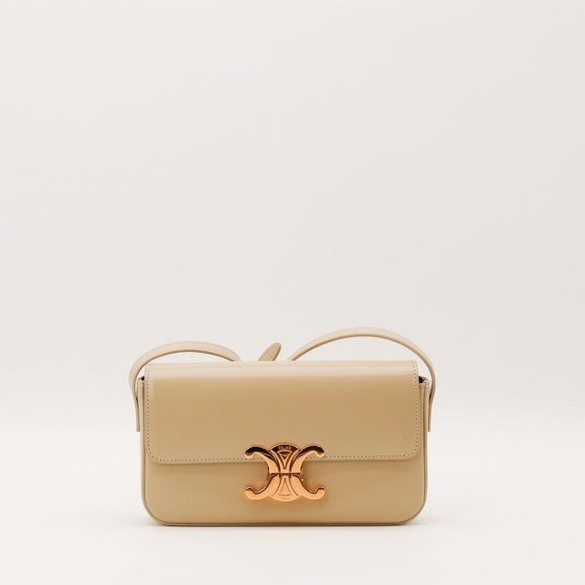 Sac Céline Triomphe Teen cuir kaki vue de face occasion authentique — AMANA Vintage