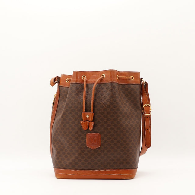 Sac Céline Seau Macadam toile marron vue de face occasion authentique — AMANA Vintage
