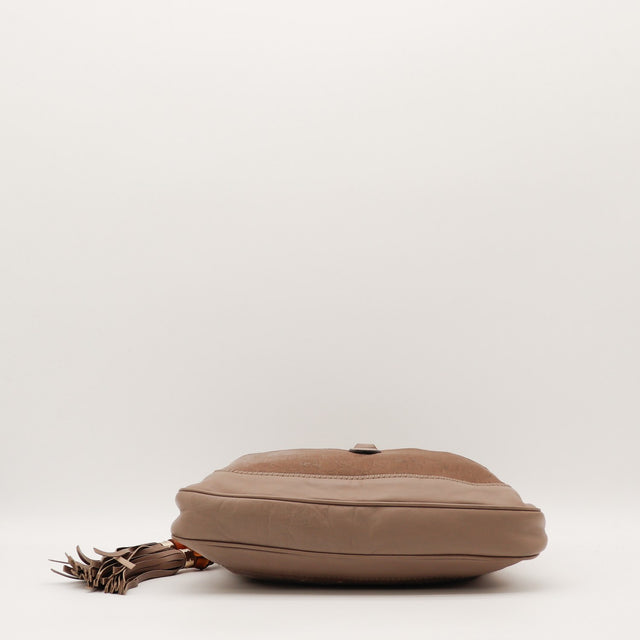 Intérieur doublure cuir Gucci New Jackie velours taupe occasion authentique — AMANA Vintage
