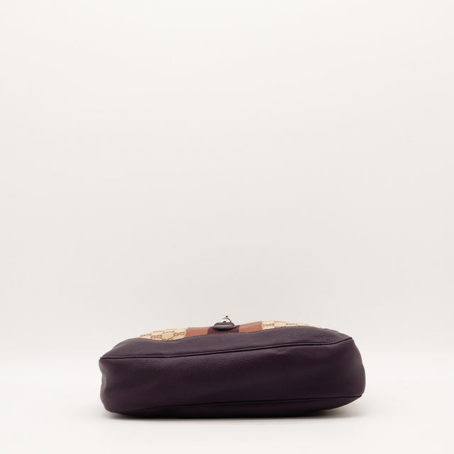 Coins cuir aubergine Gucci Jackie frottements légers occasion authentique — AMANA Vintage