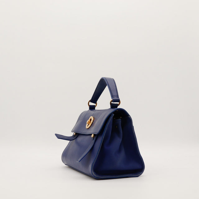 Saint Laurent Muse Two bleu marine vue de trois quarts gauche — AMANA Vintage