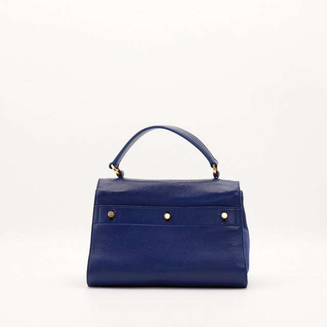 Saint Laurent Muse Two rear view leather grained blue navy — AMANA Vintage
