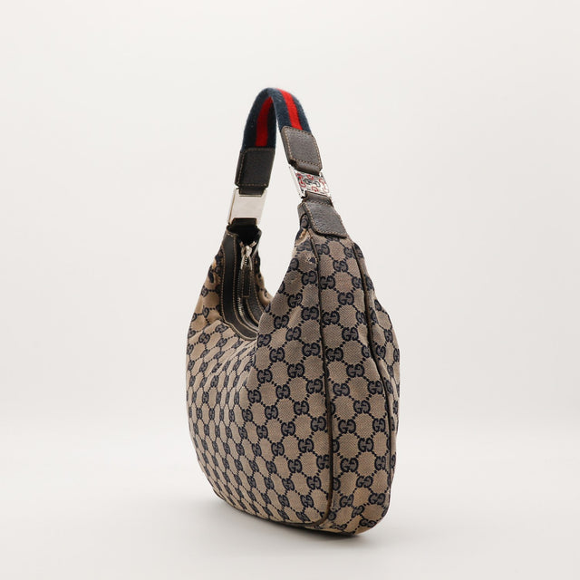 Sac Gucci Hobo Web profil gauche bande Web rouge verte occasion — AMANA Vintage