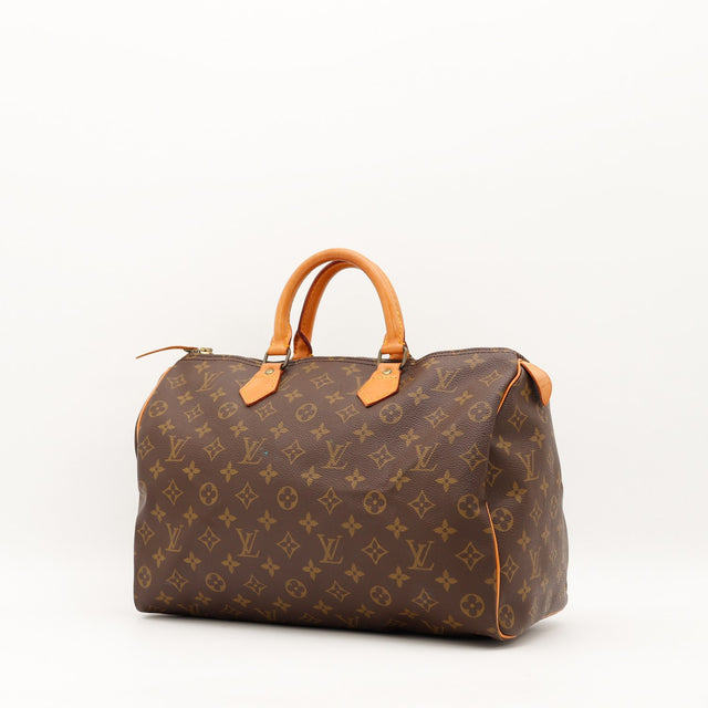 Louis Vuitton Speedy 35 vue trois-quarts angle gauche toile Monogram — AMANA Vintage