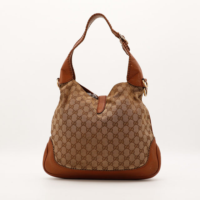 Sac Gucci New Jackie vue de face arrière canvas GG occasion — AMANA Vintage