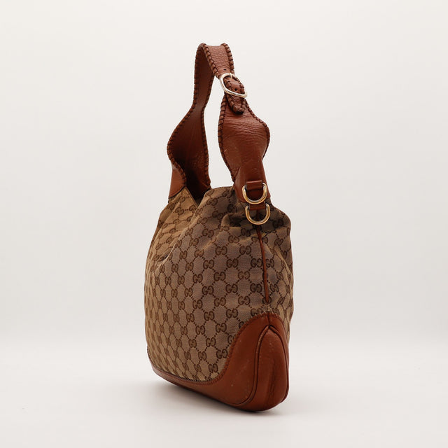 Sac Gucci New Jackie vue de profil droit cuir cognac — AMANA Vintage
