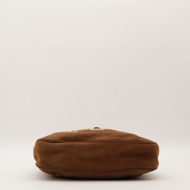 Vue du dessous sac Gucci New Jackie fond cuir nubuck tabac — AMANA Vintage