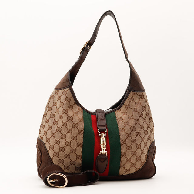 Sac Gucci New Jackie Web avec bandoulière posée vue trois quarts — AMANA Vintage