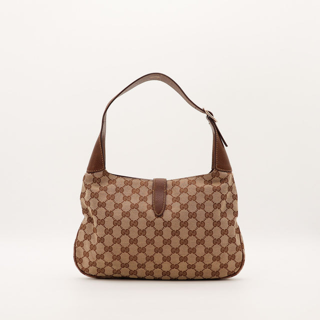 Gucci New Jackie vue de face arrière toile monogrammée beige occasion — AMANA Vintage