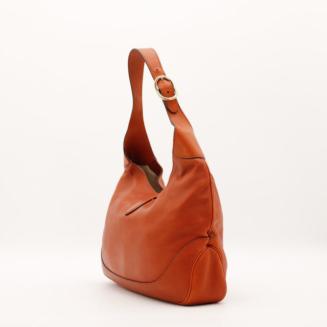 Sac Gucci New Jackie cuir cognac vue de profil droit occasion authentique — AMANA Vintage