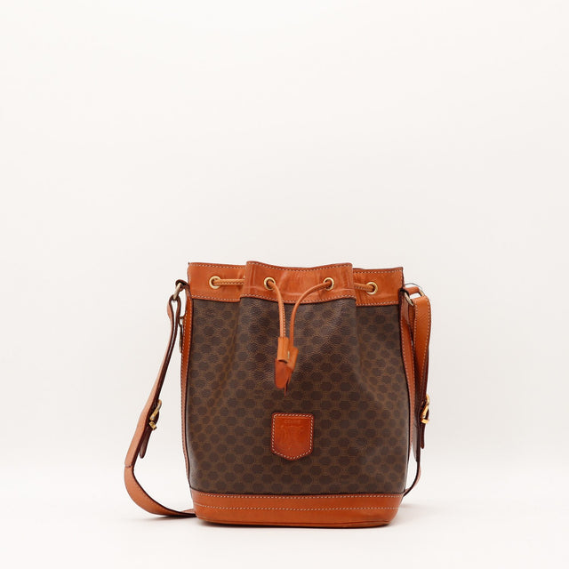 Sac Céline Seau Macadam toile enduite marron vue de face occasion authentique — AMANA Vintage