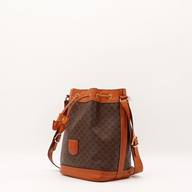 Sac seau Céline Macadam vue de dos toile marron occasion authentique — AMANA Vintage