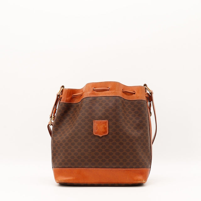 Sac seau Céline Macadam marron vue de face occasion authentique — AMANA Vintage