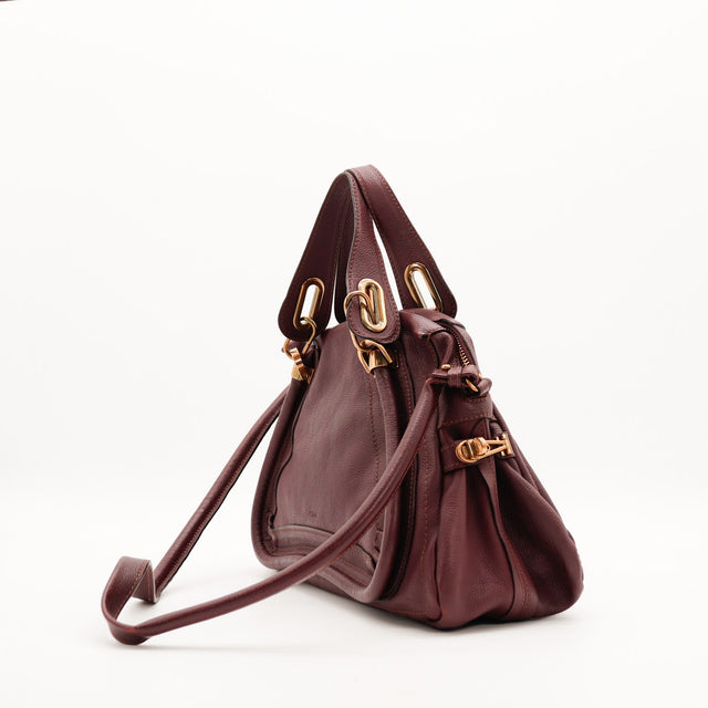 Chloé Paraty bordeaux vue de trois quarts dos occasion authentique — AMANA Vintage