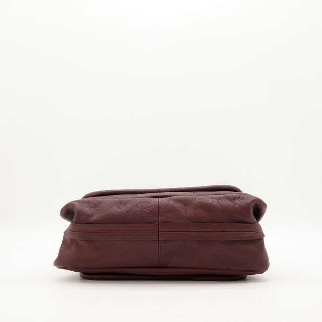 Chloé Paraty bordeaux vue du fond cuir grainé occasion authentique — AMANA Vintage