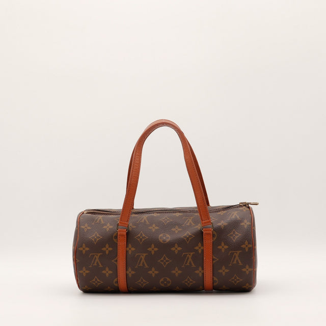 Vue de côté Louis Vuitton Papillon 30 toile Monogram occasion authentique — AMANA Vintage