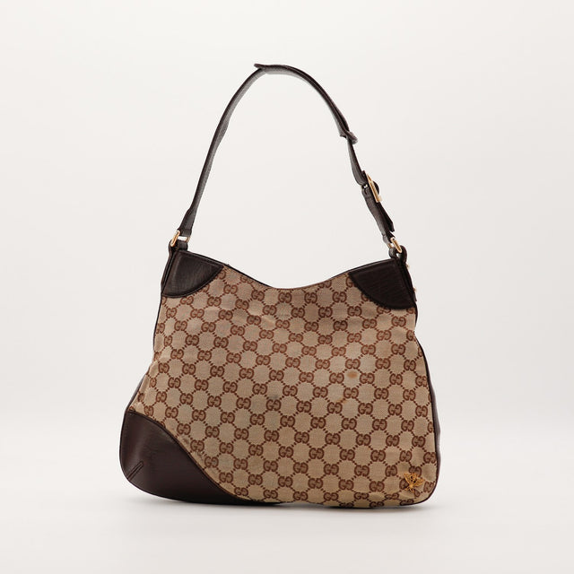 Gucci Hobo Horsebit vue de dos toile GG Canvas occasion authentique — AMANA Vintage