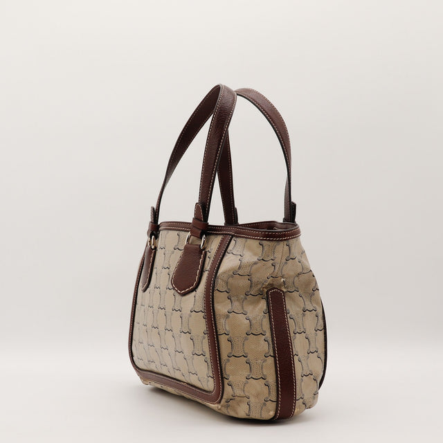 Vue de l'autre profil Céline Tote Macadam toile Macadam enduite occasion authentique — AMANA Vintage