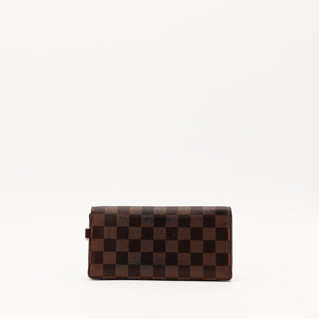 Intérieur du portefeuille Louis Vuitton Accordéon Damier Ébène occasion authentique — AMANA Vintage