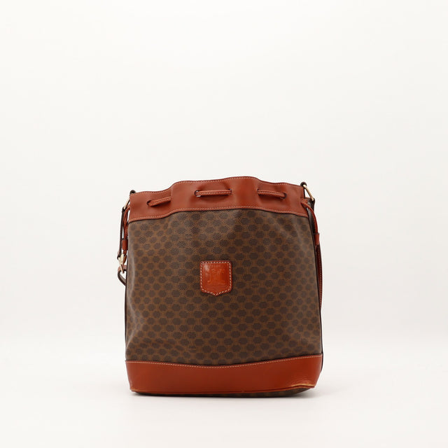 Sac seau Céline Macadam toile enduite marron vue de face occasion authentique — AMANA Vintage