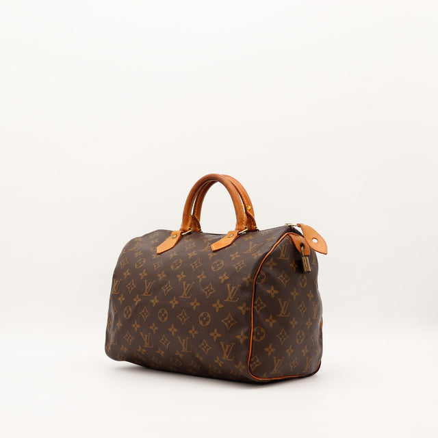 Louis Vuitton Speedy 30 vue trois quarts angle gauche toile Monogramme — AMANA Vintage