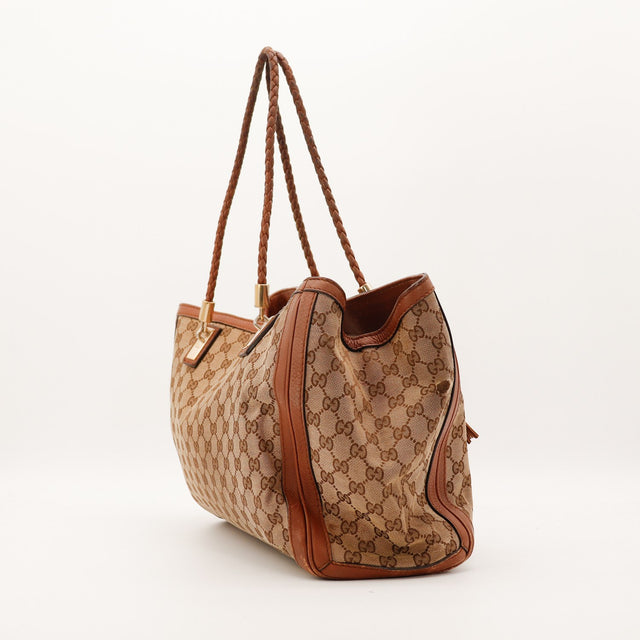 Mala Gucci Tote Bag Bamboo perfil asas entrançadas vintage autêntica — AMANA Vintage