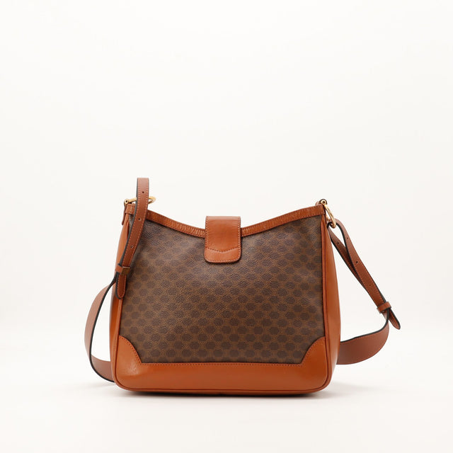 Sac Céline Macadam vue arrière toile et cuir camel occasion authentique — AMANA Vintage