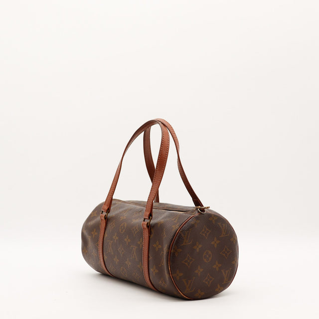 Vue de l'embout latéral Louis Vuitton Papillon 30 Toile Monogramme occasion authentique — AMANA Vintage