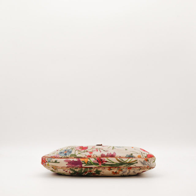 Sac Gucci Jackie Flora vue du fond toile fleurie occasion authentique — AMANA Vintage