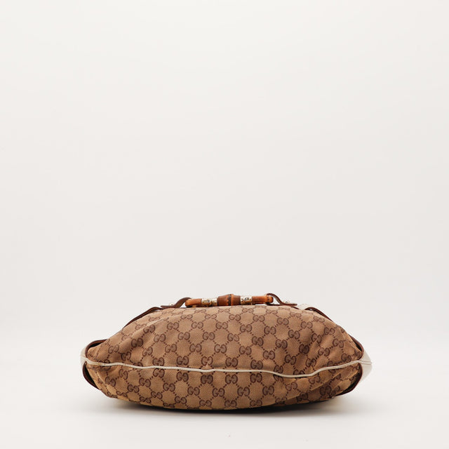 Sac Gucci Hobo Bamboo vue de dessous toile monogrammée occasion authentique — AMANA Vintage