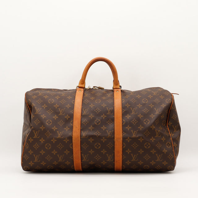 Sac de voyage Louis Vuitton Keepall 50 toile Monogramme vue de face occasion authentique — AMANA Vintage