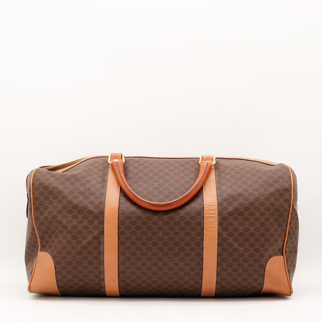 Vue de profil Céline Boston Macadam toile Macadam marron occasion authentique — AMANA Vintage