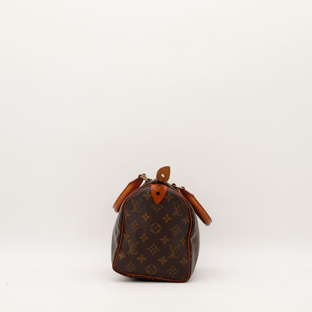 zijaanzicht Louis Vuitton Speedy 25 Monogram profil complet tweedehands — AMANA Vintage