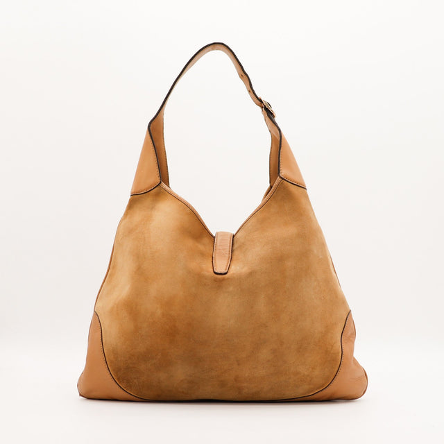 Sac Gucci Jackie daim camel vue arrière occasion authentique — AMANA Vintage