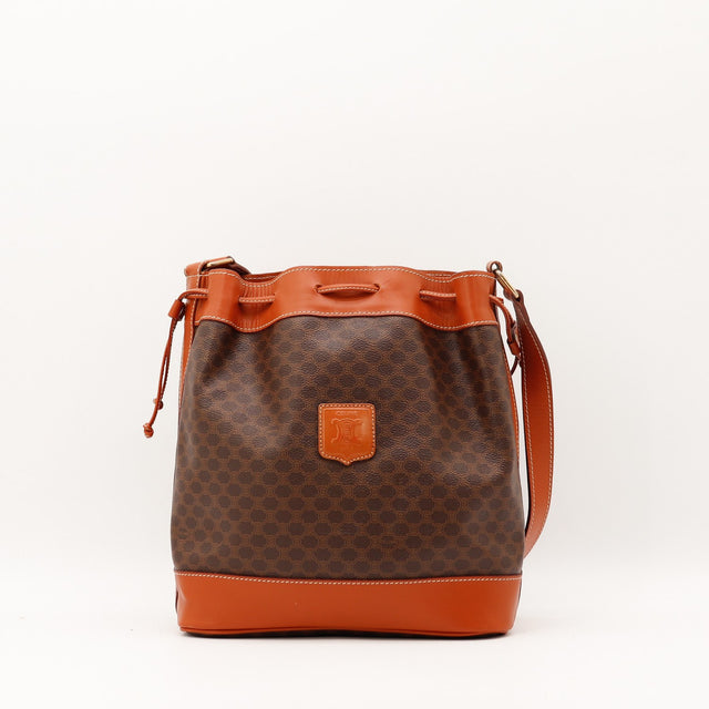 Sac seau Céline Macadam toile enduite marron vue de face occasion authentique — AMANA Vintage