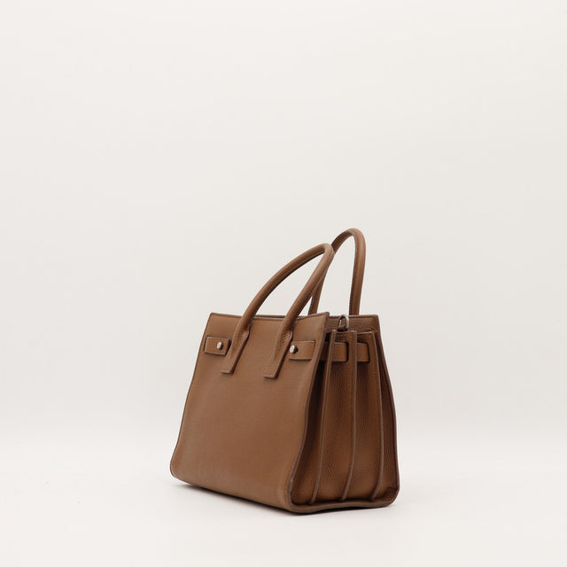 Vue de trois quarts droite Saint Laurent Sac de Jour Small marron — AMANA Vintage