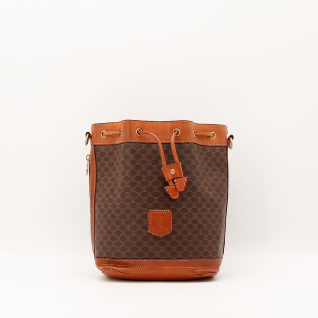 Sac seau Céline Macadam toile enduite marron vue de face occasion authentique — AMANA Vintage