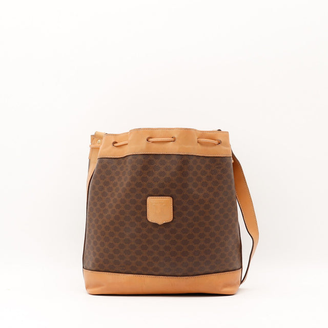 Sac seau Céline Macadam toile enduite marron vue de face occasion authentique — AMANA Vintage