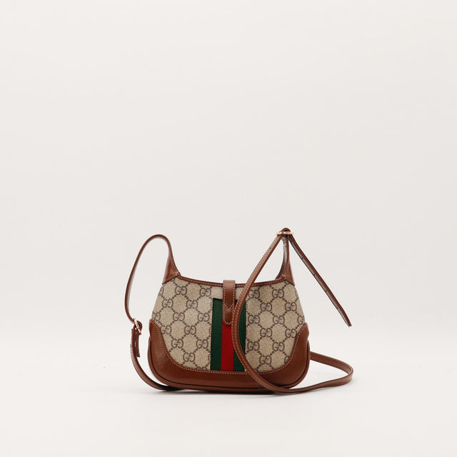 Gucci Jackie 1961 Mini vue de trois quarts gauche toile monogrammée — AMANA Vintage