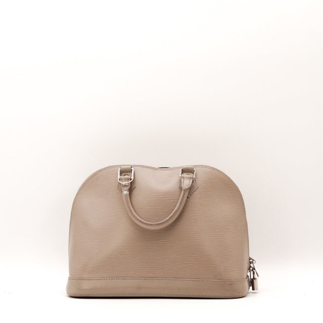 Vue de côté Louis Vuitton Alma PM cuir Épi taupe occasion authentique — AMANA Vintage