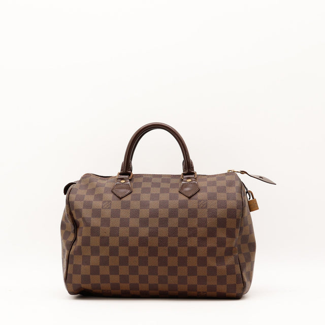 Sac Louis Vuitton Speedy 30 toile Damier Ébène vue de face occasion authentique — AMANA Vintage