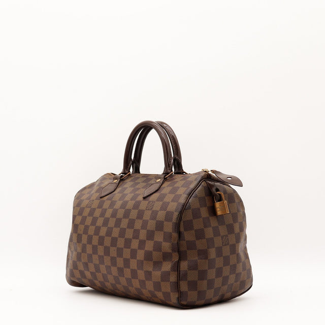 Sac Louis Vuitton Speedy 30 Damier Ébène vue de dos occasion authentique — AMANA Vintage