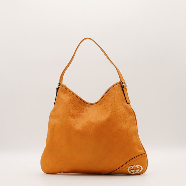 Sac Gucci Hobo cuir Guccissima orange safran vue de face occasion authentique — AMANA Vintage